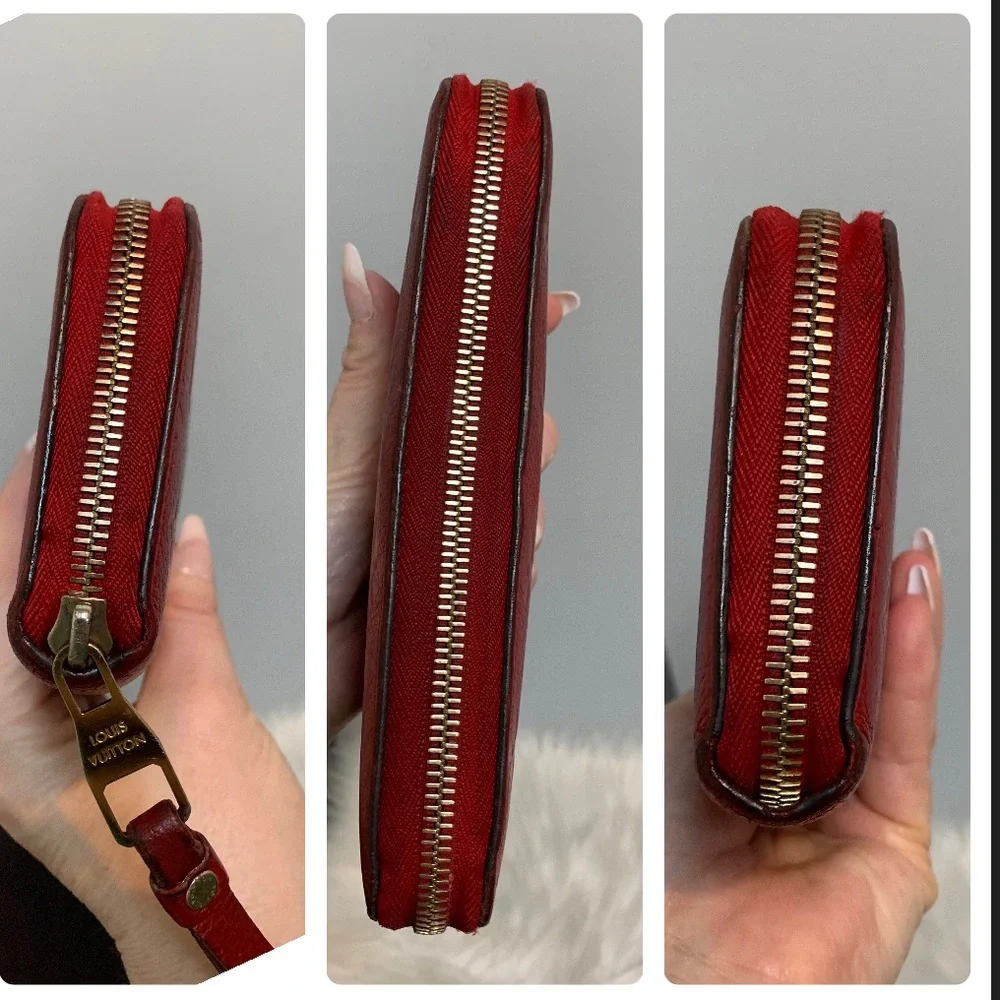 2015 authentic Louis Vuitton red empreinte leather zippy